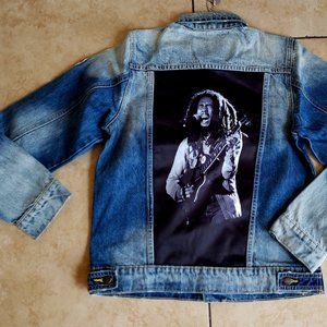 Dragonfly Clothing Bob Marley -Rasta -Girls Denim Jacket XLarge/ Small Adult NWT